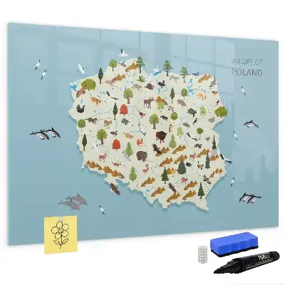Magnettafel mit Tierkarte von Polen beschreibbare Ausführung