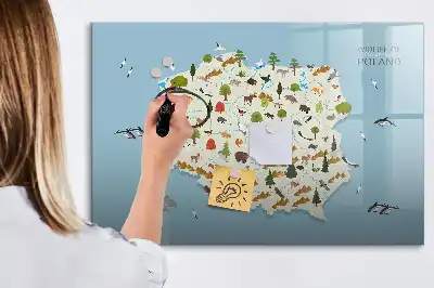 Magnettafel mit Tierkarte von Polen beschreibbare Ausführung