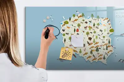 Magnettafel mit Tierkarte von Polen beschreibbare Ausführung