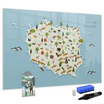 Magnettafel mit Tierkarte von Polen beschreibbare Ausführung