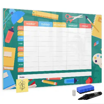 Beschreibbare Magnettafel mit Stundenplan
