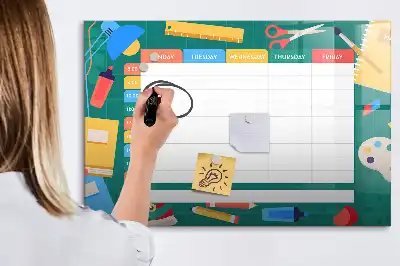 Beschreibbare Magnettafel mit Stundenplan