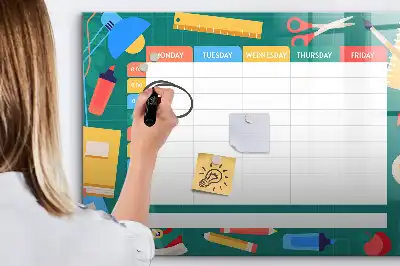 Beschreibbare Magnettafel mit Stundenplan