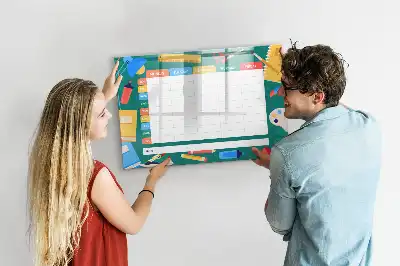 Beschreibbare Magnettafel mit Stundenplan