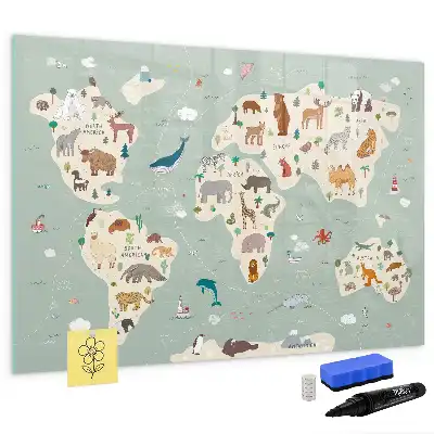 Beschreibbare Magnettafel in Form einer Tierweltkarte
