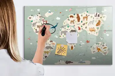 Beschreibbare Magnettafel in Form einer Tierweltkarte