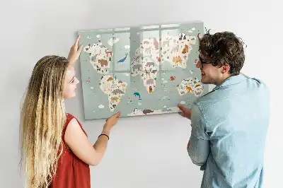 Beschreibbare Magnettafel in Form einer Tierweltkarte