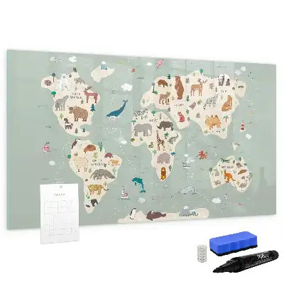 Beschreibbare Magnettafel in Form einer Tierweltkarte