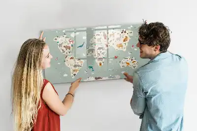 Beschreibbare Magnettafel in Form einer Tierweltkarte
