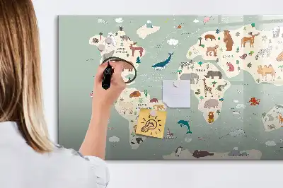 Beschreibbare Magnettafel in Form einer Tierweltkarte