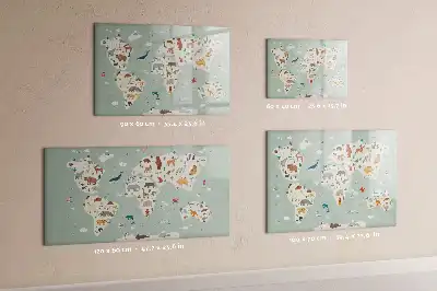 Beschreibbare Magnettafel in Form einer Tierweltkarte