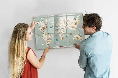 Beschreibbare Magnettafel in Form einer Tierweltkarte