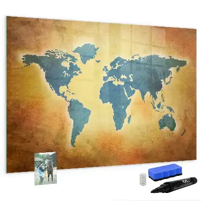 Schreib-Magnettafel mit Motiv Alte Weltkarte