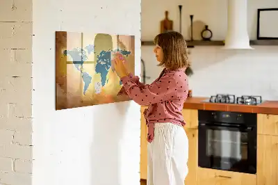 Schreib-Magnettafel mit Motiv Alte Weltkarte
