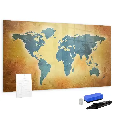 Schreib-Magnettafel mit Motiv Alte Weltkarte