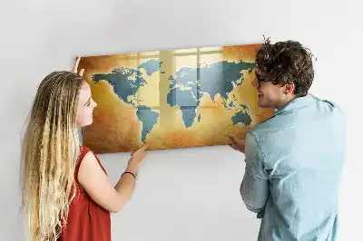 Schreib-Magnettafel mit Motiv Alte Weltkarte