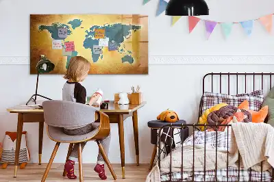 Schreib-Magnettafel mit Motiv Alte Weltkarte