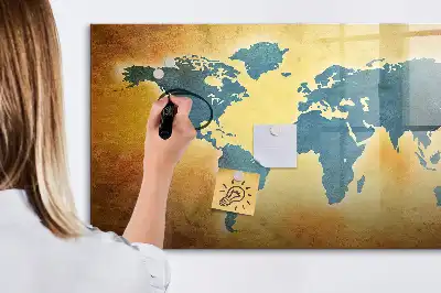 Schreib-Magnettafel mit Motiv Alte Weltkarte