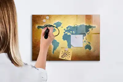 Schreib-Magnettafel mit Motiv Alte Weltkarte