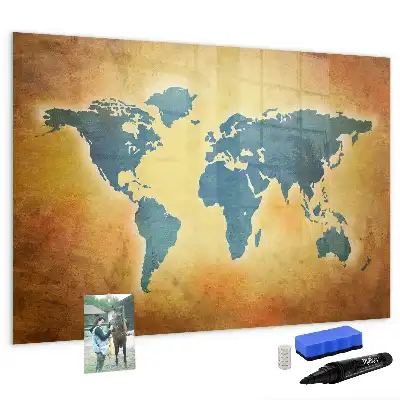Schreib-Magnettafel mit Motiv Alte Weltkarte