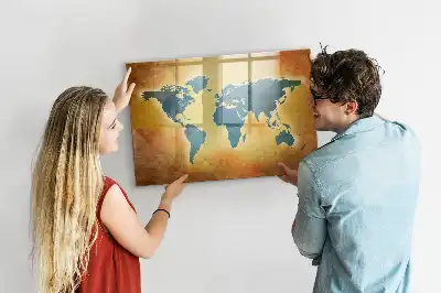 Schreib-Magnettafel mit Motiv Alte Weltkarte
