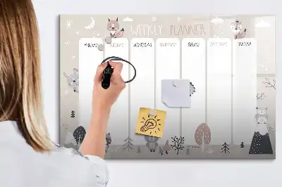Schreib-Magnettafel Wochenplaner mit Tiermotiv