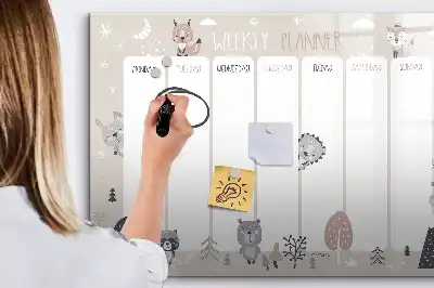 Schreib-Magnettafel Wochenplaner mit Tiermotiv