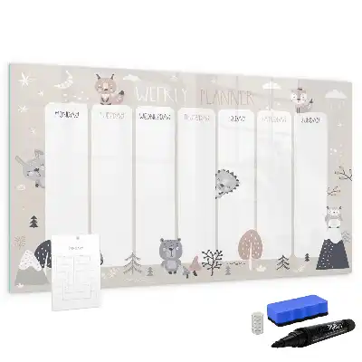 Schreib-Magnettafel Wochenplaner mit Tiermotiv