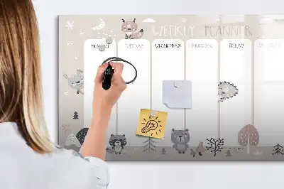 Schreib-Magnettafel Wochenplaner mit Tiermotiv