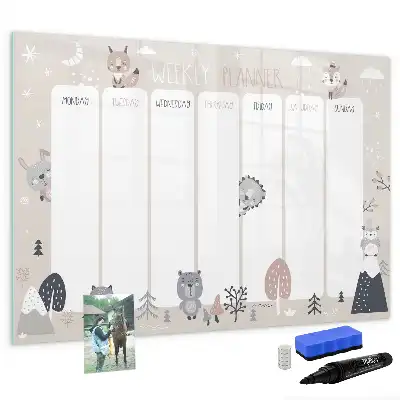 Schreib-Magnettafel Wochenplaner mit Tiermotiv