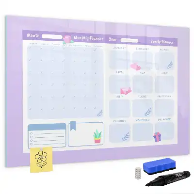 Beschreibbare Magnettafel als Jahresplaner in Rosa