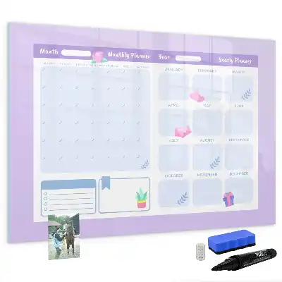 Beschreibbare Magnettafel als Jahresplaner in Rosa