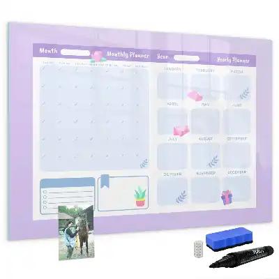 Beschreibbare Magnettafel als Jahresplaner in Rosa