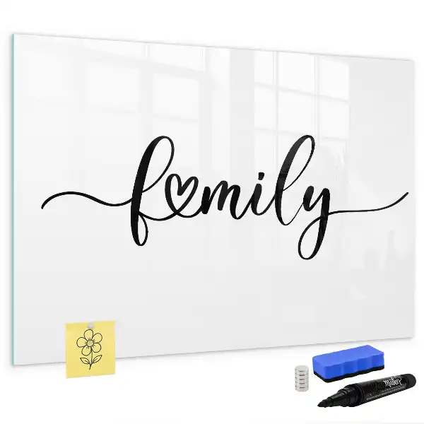 Beschreibbare Magnettafel mit Motiv Familien-Text