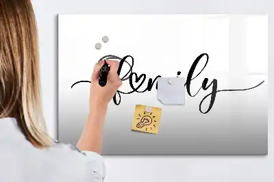 Beschreibbare Magnettafel mit Motiv Familien-Text