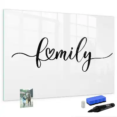 Beschreibbare Magnettafel mit Motiv Familien-Text