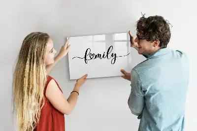 Beschreibbare Magnettafel mit Motiv Familien-Text