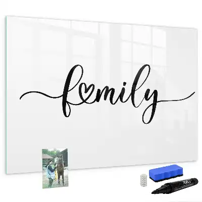 Beschreibbare Magnettafel mit Motiv Familien-Text