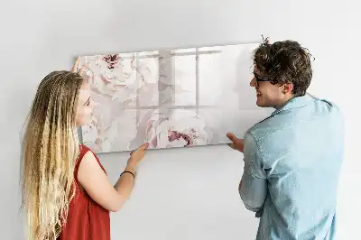 Beschreibbare Magnettafel mit Pfingstrosen Motiv
