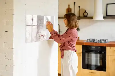 Beschreibbare Magnettafel mit Pfingstrosen Motiv
