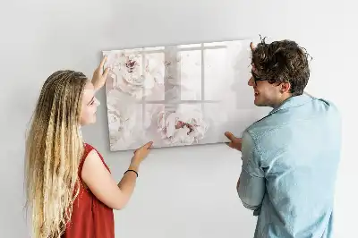 Beschreibbare Magnettafel mit Pfingstrosen Motiv