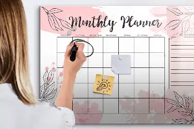 Schreib-Magnettafel rosafarbener Monatsplaner
