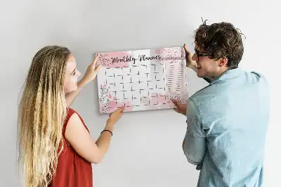 Schreib-Magnettafel rosafarbener Monatsplaner