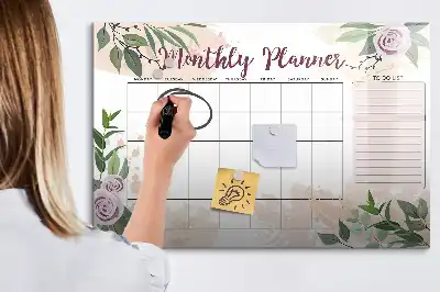 Beschreibbare Magnettafel mit Rosen-Design