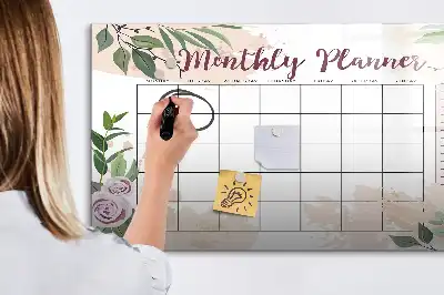 Beschreibbare Magnettafel mit Rosen-Design