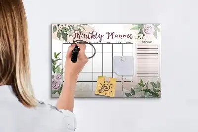 Beschreibbare Magnettafel mit Rosen-Design
