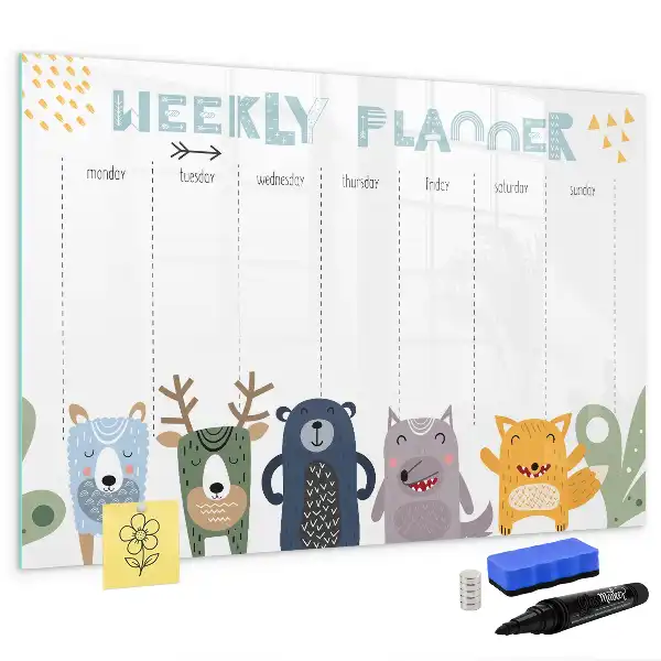 Beschreibbare Magnettafel als Wochenplaner für Kinder