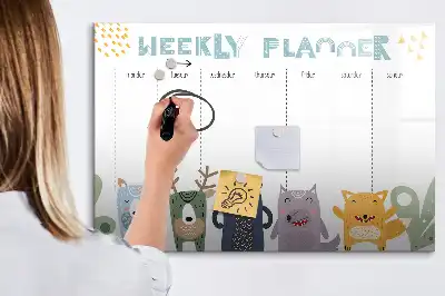 Beschreibbare Magnettafel als Wochenplaner für Kinder