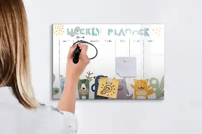 Beschreibbare Magnettafel als Wochenplaner für Kinder