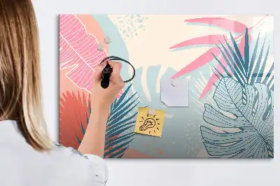 Schreib-Magnettafel in Pastellfarben mit Blättermotiv